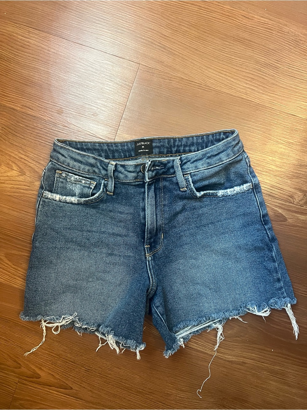Just Black Medium Blue Frayed Denim Shorts